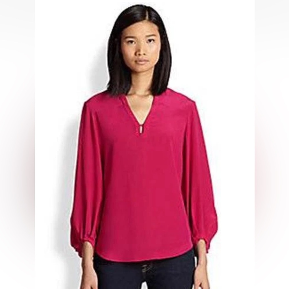 Diane Von Furstenberg | Women’s ‘Pink Dhalia’ Silk Tanyana Blouse & Cami Size 0